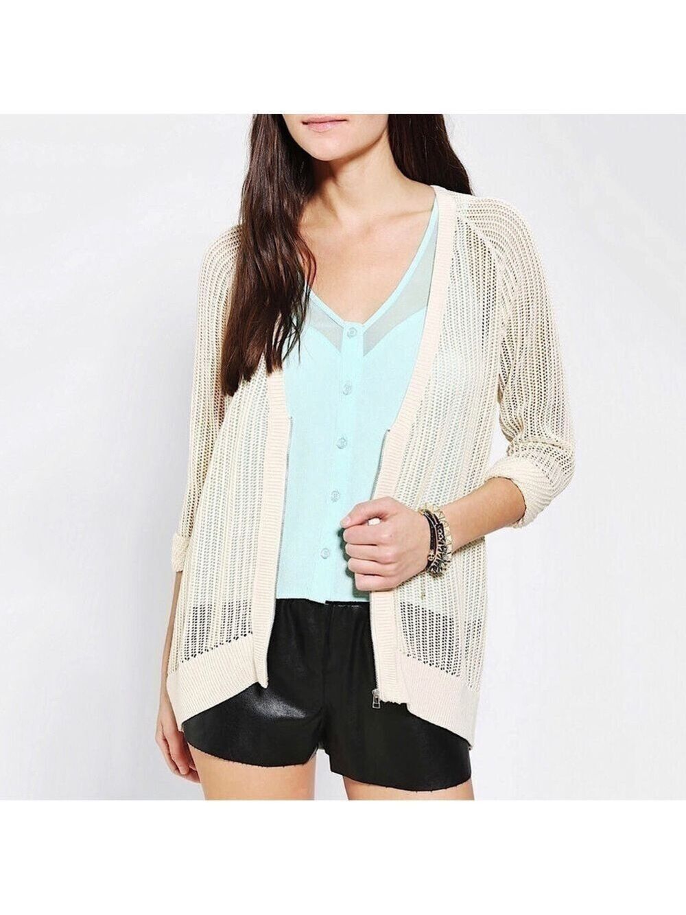 UO Silence + Noise Mesh Cardigan Sweater